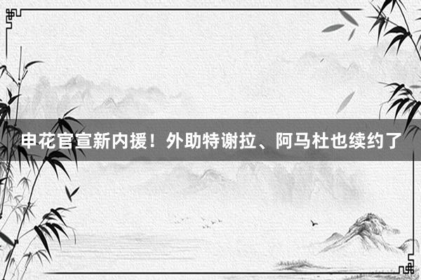 申花官宣新内援！外助特谢拉、阿马杜也续约了