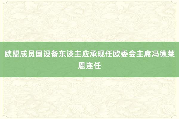 欧盟成员国设备东谈主应承现任欧委会主席冯德莱恩连任