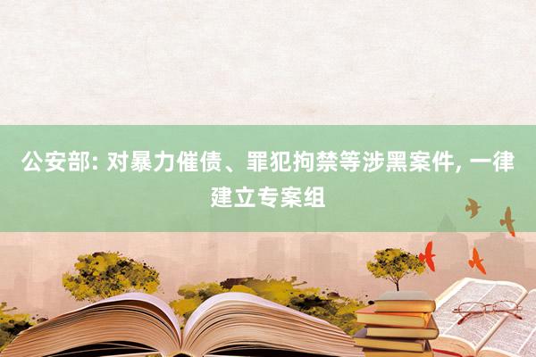 公安部: 对暴力催债、罪犯拘禁等涉黑案件, 一律建立专案组