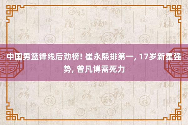 中国男篮锋线后劲榜! 崔永熙排第一, 17岁新星强势, 曾凡博需死力