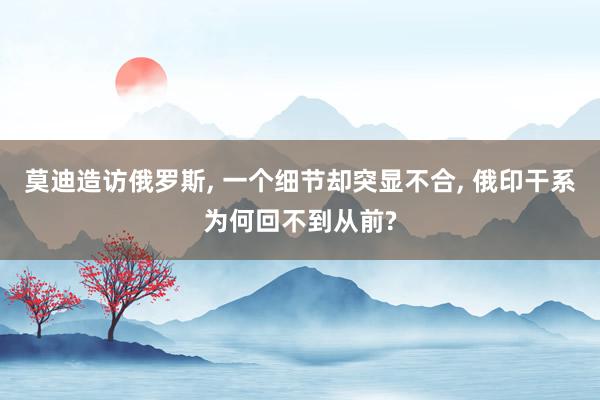 莫迪造访俄罗斯, 一个细节却突显不合, 俄印干系为何回不到从前?