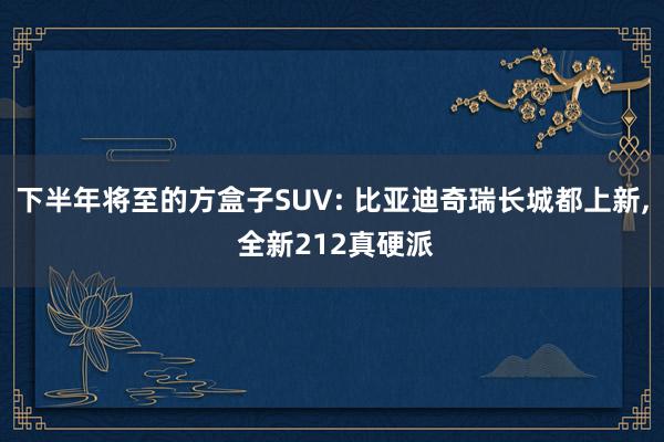 下半年将至的方盒子SUV: 比亚迪奇瑞长城都上新, 全新212真硬派