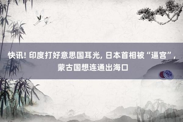 快讯! 印度打好意思国耳光, 日本首相被“逼宫”, 蒙古国想连通出海口