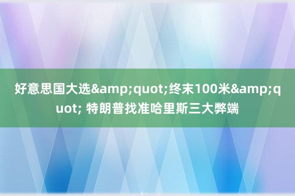 好意思国大选&quot;终末100米&quot; 特朗普找准哈里斯三大弊端