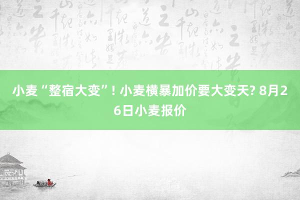 小麦“整宿大变”! 小麦横暴加价要大变天? 8月26日小麦报价