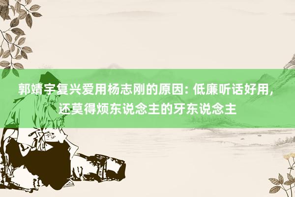 郭靖宇复兴爱用杨志刚的原因: 低廉听话好用, 还莫得烦东说念主的牙东说念主