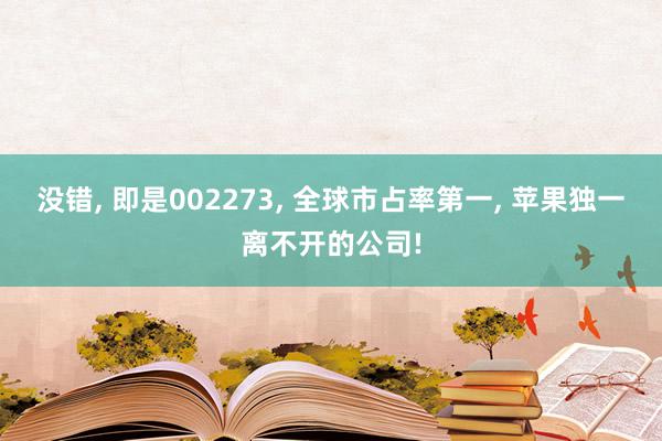 没错, 即是002273, 全球市占率第一, 苹果独一离不开的公司!