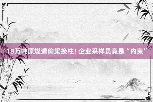 18万吨原煤遭偷梁换柱! 企业采样员竟是“内鬼”