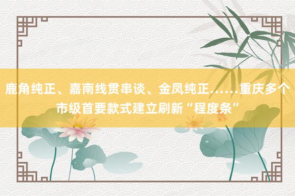 鹿角纯正、嘉南线贯串谈、金凤纯正……重庆多个市级首要款式建立刷新“程度条”