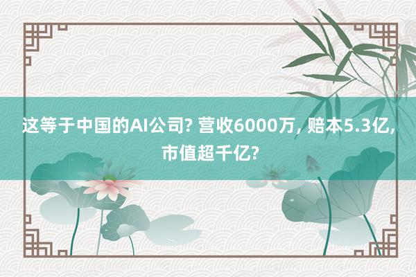 这等于中国的AI公司? 营收6000万, 赔本5.3亿, 市值超千亿?