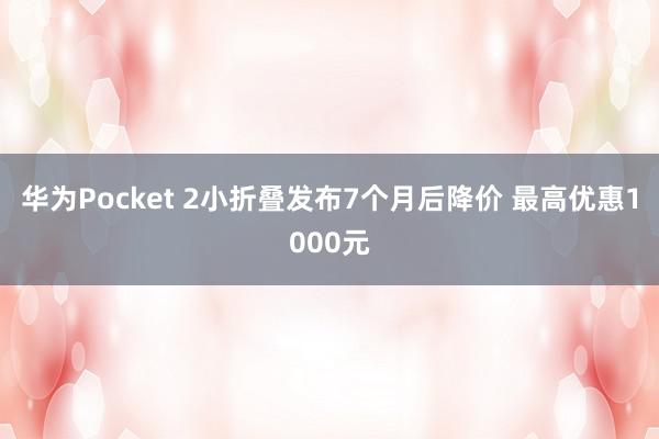 华为Pocket 2小折叠发布7个月后降价 最高优惠1000元