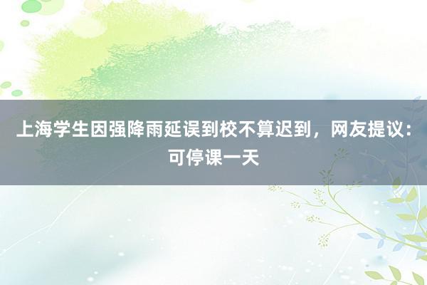 上海学生因强降雨延误到校不算迟到，网友提议：可停课一天