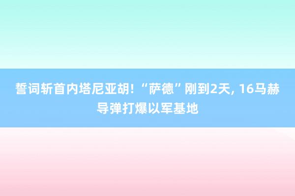 誓词斩首内塔尼亚胡! “萨德”刚到2天, 16马赫导弹打爆以军基地