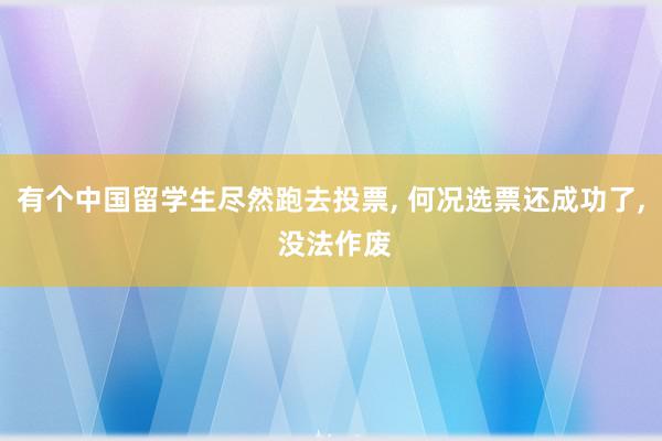 有个中国留学生尽然跑去投票, 何况选票还成功了, 没法作废