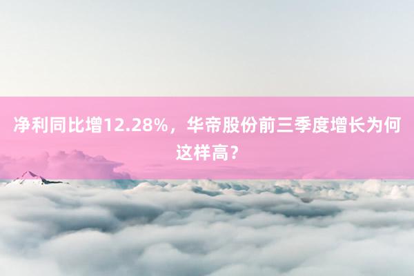 净利同比增12.28%，华帝股份前三季度增长为何这样高？