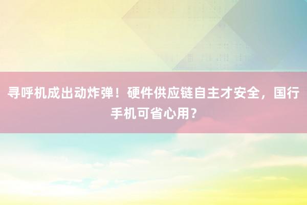 寻呼机成出动炸弹！硬件供应链自主才安全，国行手机可省心用？